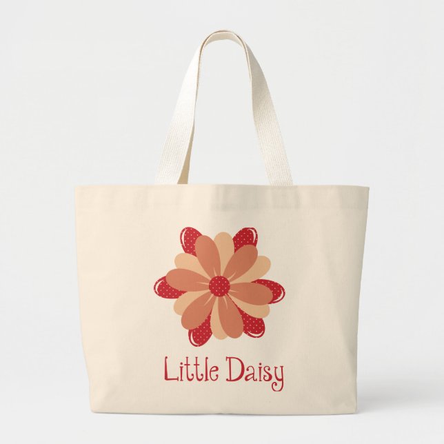 Grand Tote Bag marguerite fleur mignonne petit rouge (Devant)