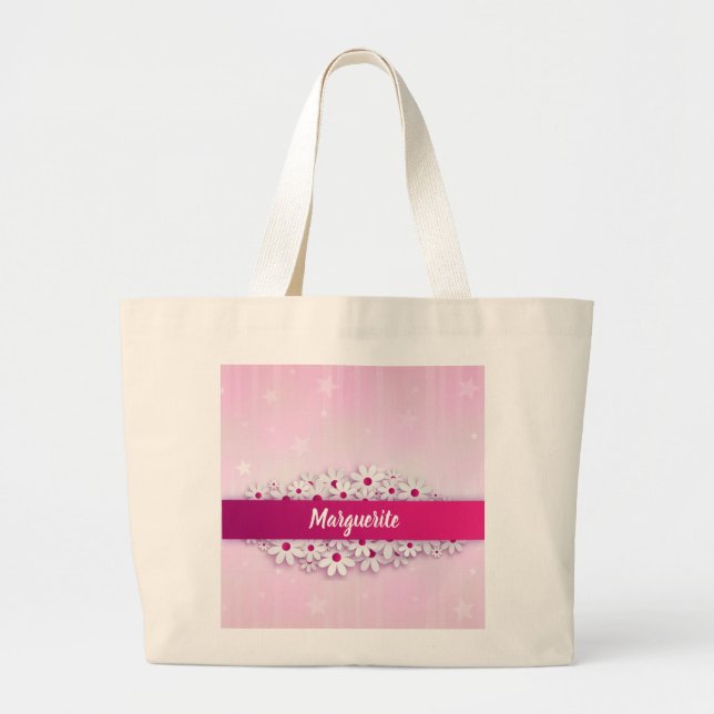 Grand Tote Bag Marguerite pliée rose (Devant)