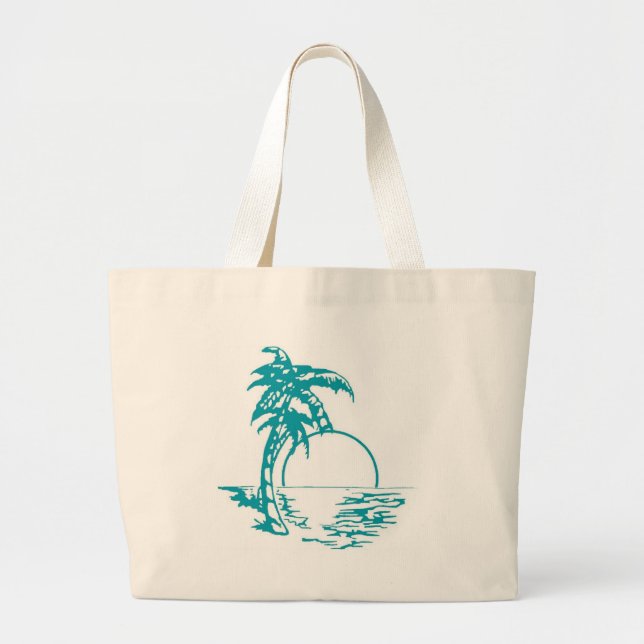 Grand Tote Bag Mariage de coucher de soleil tropical (Devant)