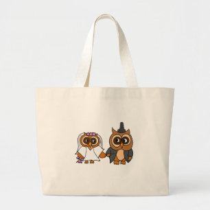 Grand Tote Bag Mariage drôle de jeunes mariés de hibou