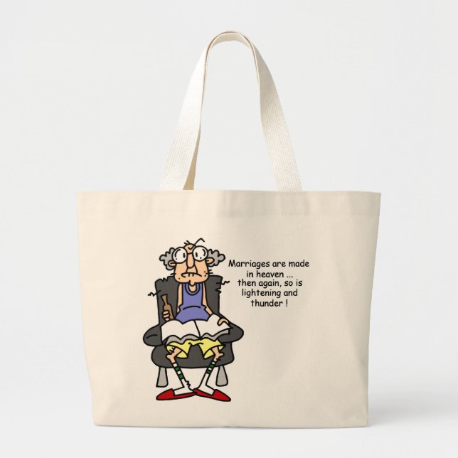 Grand Tote Bag Mariage, Éclair, Humour tonnerre (Devant)