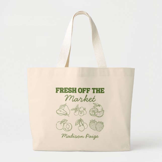Grand Tote Bag Mariage fantaisiste vert tout juste sorti du march (Devant)