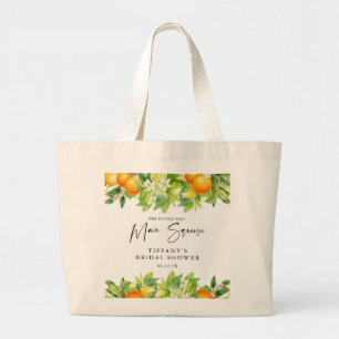 Grand Tote Bag Mariage Moderne d'Été aux Oranges et Citrons