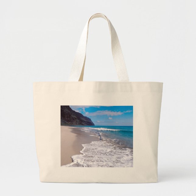 Grand Tote Bag Mariage sur la plage Contexte Océan Shoreline Phot (Devant)