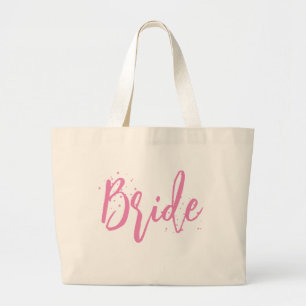 Grand Tote Bag Mariée Rose Mignon Amusant Écriture Simple 