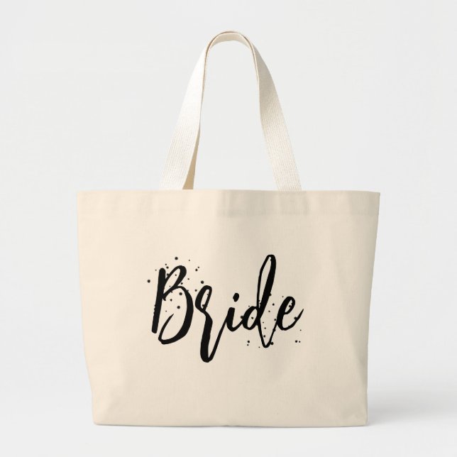 Grand Tote Bag Mariée Rose Mignon Amusant Écriture Simple  (Devant)