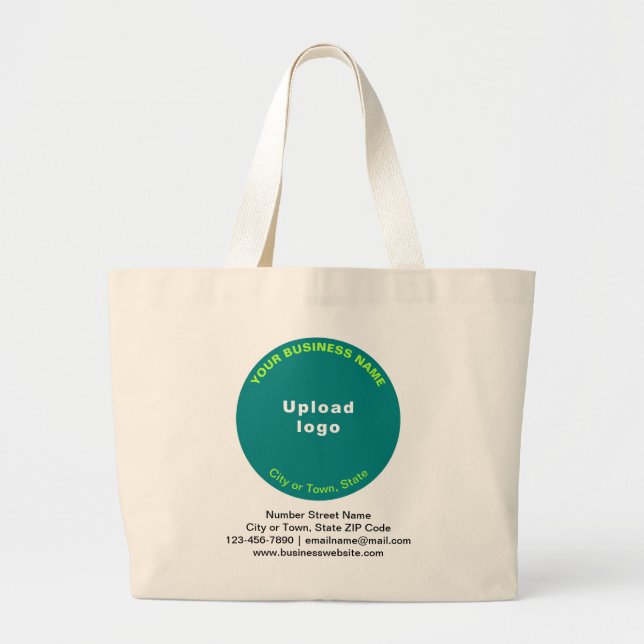 Grand Tote Bag Marque commerciale turquoise de forme ronde verte  (Devant)