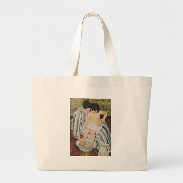 Grand Tote Bag Mary Cassatt Peinture sur le bain de l'enfant (Devant)