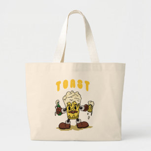 Grand Tote Bag Mascotte du toast à la bière