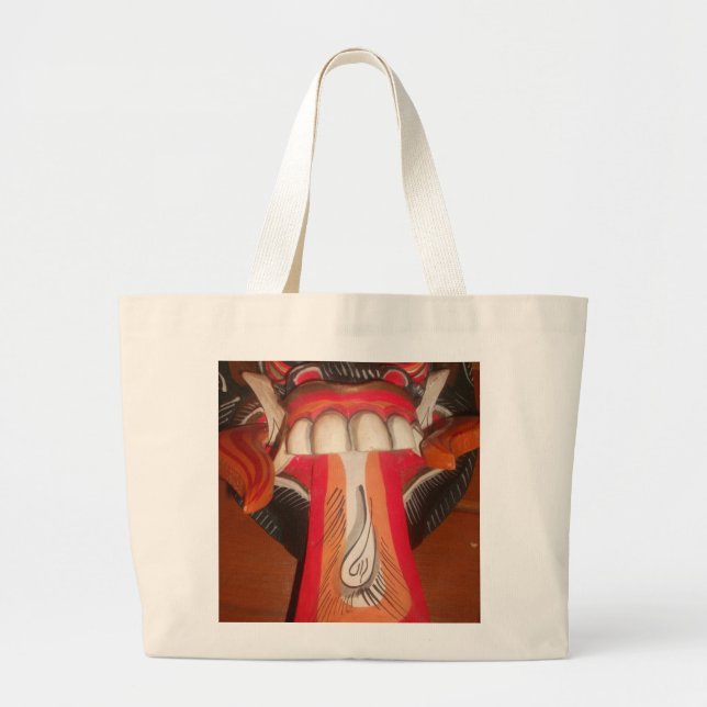 Grand Tote Bag Masque d'Halloween pour langue bizarre (Devant)