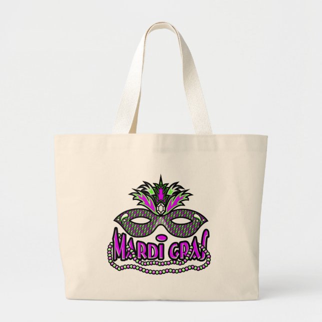 Grand Tote Bag Masque et perles de mardi gras de KRW (Devant)