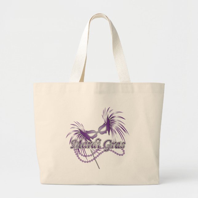 Grand Tote Bag Masque Mardi Gras Violet (Devant)
