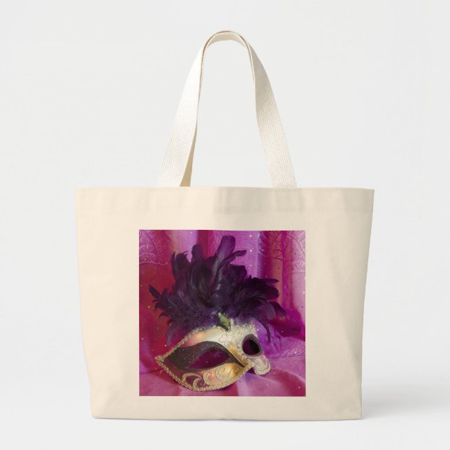 Grand Tote Bag Masque pourpre de mascarade (Devant)