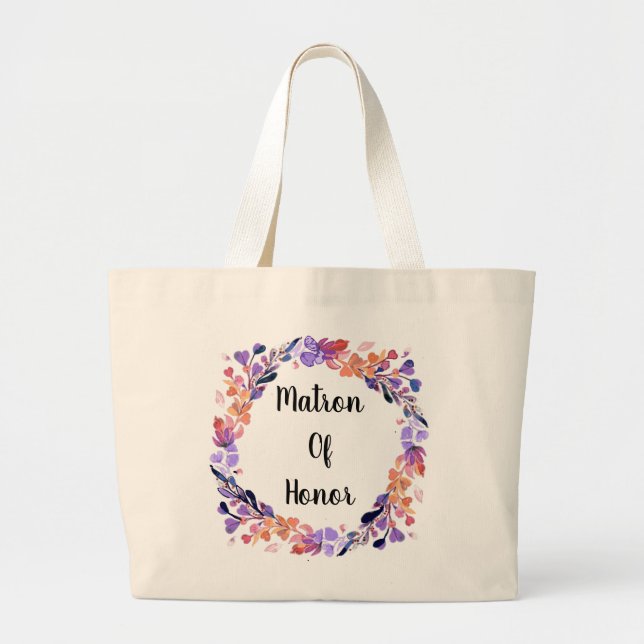 Grand Tote Bag Matron D'Honneur Floral Wreath (Devant)