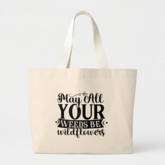 Grand Tote Bag Mauvaises herbes inspirantes mignonnes fleurs sauv