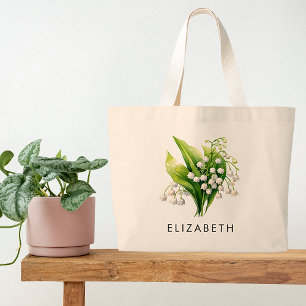 Grand Tote Bag May Mois de naissance Fleur cadeau personnalisé po
