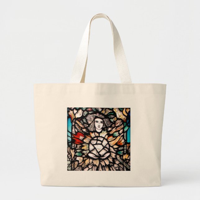 Grand Tote Bag Méditation en couleurs. (Devant)