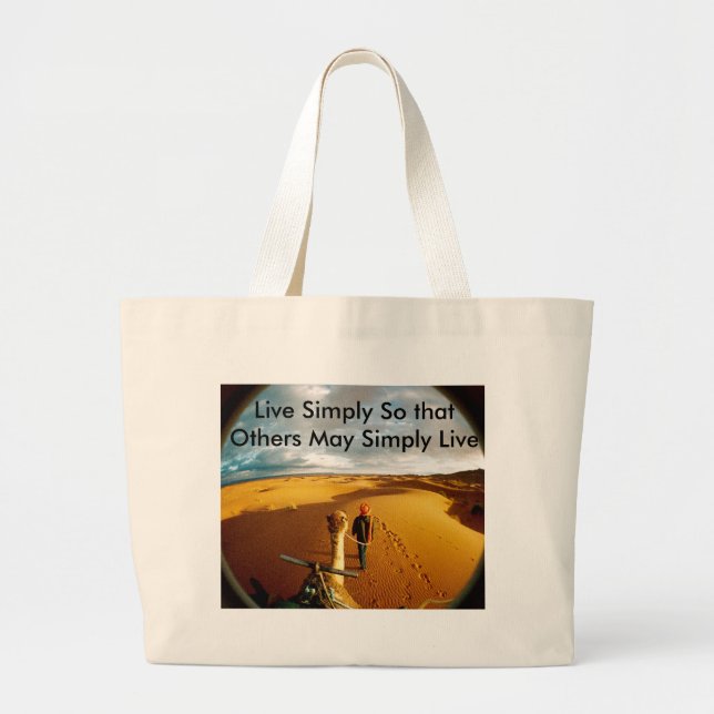 Grand Tote Bag Megan rencontre le monde, vivent simplement de (Devant)