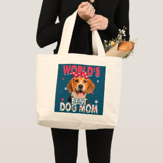 Grand Tote Bag Meilleur Beagle du monde Chien Maman Fête des Mère