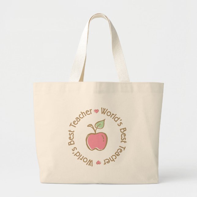 Grand Tote Bag Meilleur enseignant du monde (Devant)
