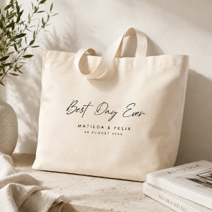 Grand Tote Bag Meilleur Jour Jamais Minimaliste Nettoyer Simple M