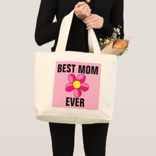 GRAND TOTE BAG MEILLEUR MOM JAMAIS FLEURS ROSE FOURRE-TOUT