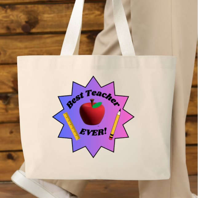 Grand Tote Bag Meilleur Professeur JAMAIS ! (Créateur téléchargé)