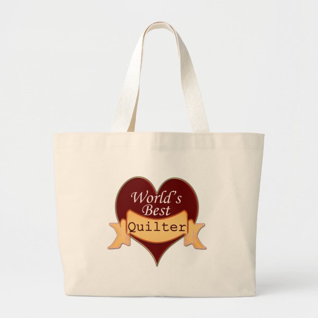 Grand Tote Bag Meilleur Quilter du monde (Devant)