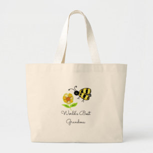 Grand Tote Bag Meilleure Grand-mère du Monde Abeille à Miel