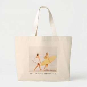 Grand Tote Bag Meilleurs amis avant et après les enfants Photo m
