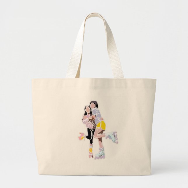 Grand Tote Bag Meilleurs amis Roller Skate (Devant)