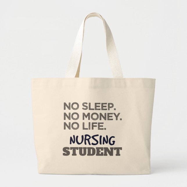Grand Tote Bag Mème de l'école infirmière Pas d'argent du sommeil (Devant)