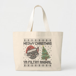 Grand Tote Bag Meowy Christmas Ya Filthy Animal - Ugly Christmas