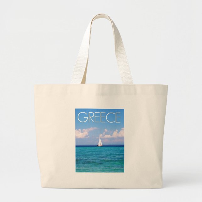 Grand Tote Bag Mer Égée (Devant)
