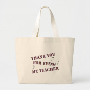 Grand Tote Bag Merci Music Enseignant Notes musicales Appréciatio
