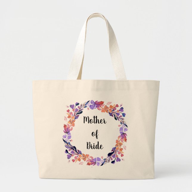 Grand Tote Bag Mère De La Femme Florale Wreath (Devant)