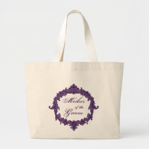 Grand Tote Bag Mère du cadre vintage POURPRE de marié