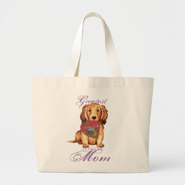 Grand Tote Bag Mère du coeur de Dachshund (Devant)