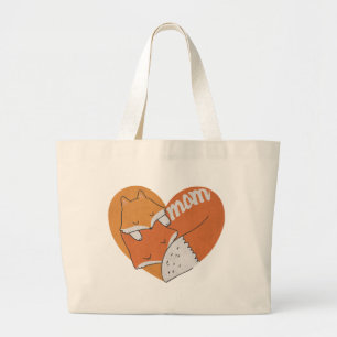Grand Tote Bag Mère Fox et bébé Fox amour