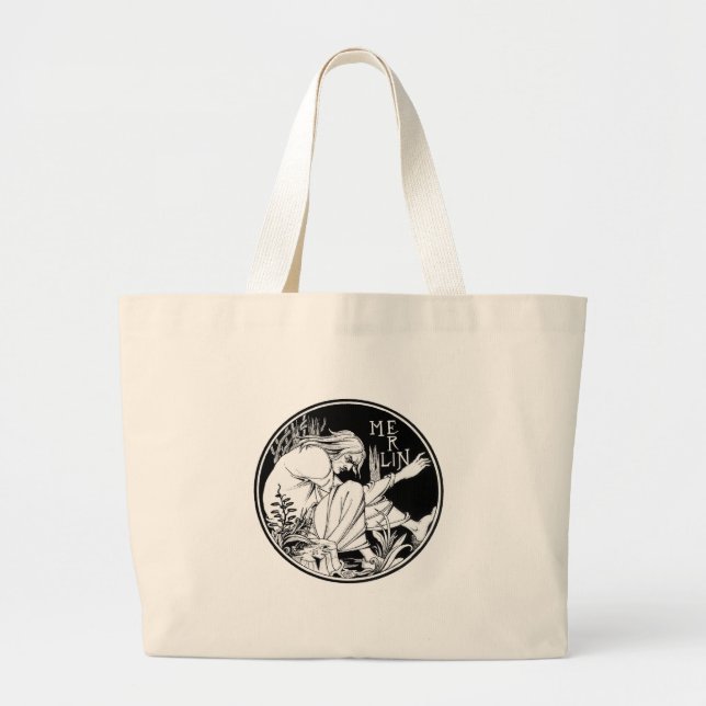 Grand Tote Bag Merlin imaginaire Art Nouveau (Devant)