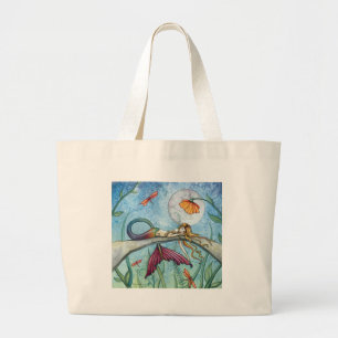 Grand Tote Bag Mermaid Art au bord de l'étang