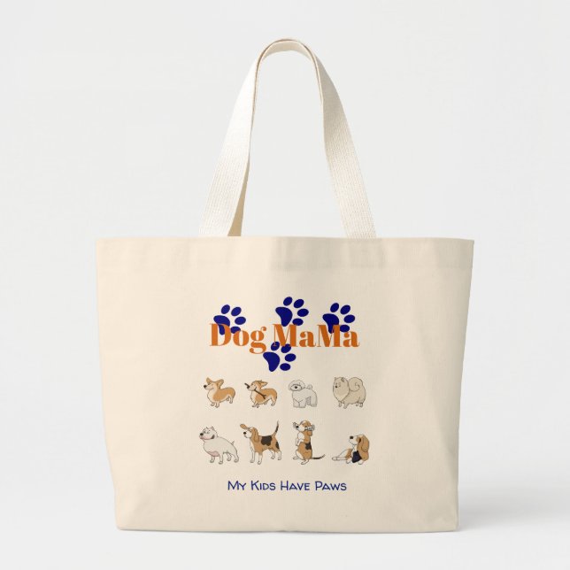 Grand Tote Bag Mes Enfants Ont Des Poches Chien MaMa - Cadeau Pou (Devant)
