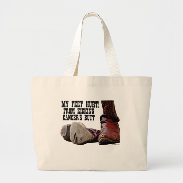 Grand Tote Bag Mes pieds me font mal en bottant le T-shirt du cul (Devant)