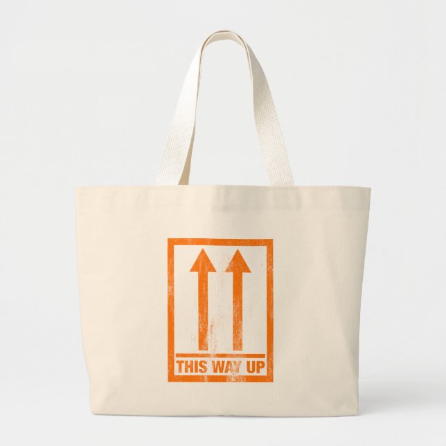 Grand Tote Bag Message drôle 'This way up' (Devant)