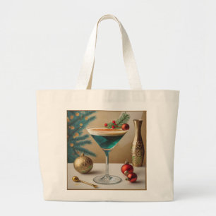 Grand Tote Bag Mi-Siècle Cocktail de Noël Fête Happy Hour