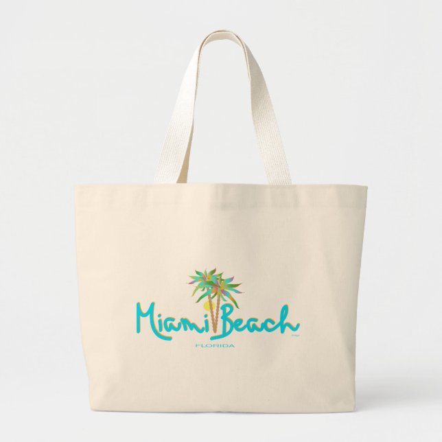 Grand Tote Bag Miami Beach, Floride Je Vous Aime (Devant)