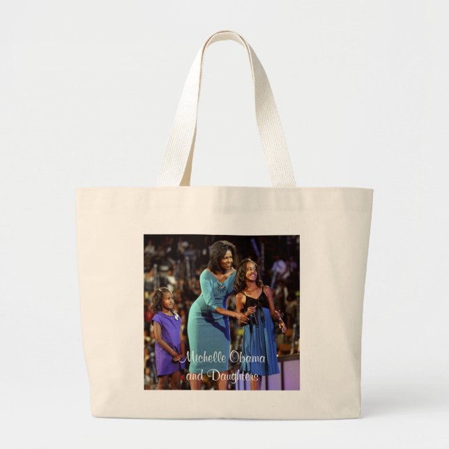 Grand Tote Bag Michelle Obama et filles (Devant)