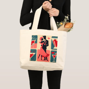 Grand Tote Bag Mid Century moderne Valentine Dancing Couple
