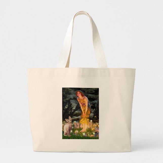 Grand Tote Bag MidEve - Chat Sphynx crème (Devant)