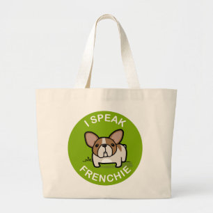 Grand Tote Bag Miel vert pie je parle Frenchie